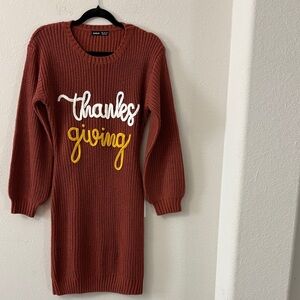 SHEIN Rust Sweater with Festive Embroidery
